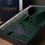 Solid Button-Up Shirt // Slim Fit // Green (XL)