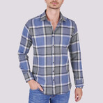 Tartan Button-Up Shirt // Slim Fit // Blue-Gray (S)