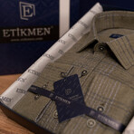 Plaid Button-Up Shirt // Slim Fit // Khaki (S)