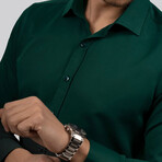 Solid Button-Up Shirt // Slim Fit // Green (XL)
