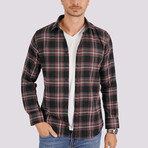 Tartan Button-Up Shirt // Slim Fit // Burgundy-White (S)
