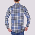 Tartan Button-Up Shirt // Slim Fit // Blue-Gray (S)