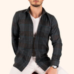 Plaid Button-Up Shirt // Slim Fit // Black (S)