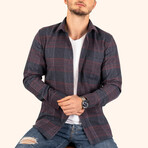 Plaid Button-Up Shirt // Slim Fit // Navy (2XL)
