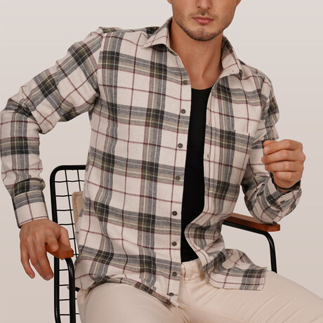 Lumberjack Button-Up Shirt // Slim Fit // Cream (S)