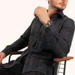 Plaid Button-Up Shirt // Slim Fit // Black (S)