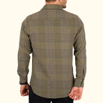 Plaid Button-Up Shirt // Slim Fit // Khaki (S)