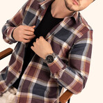 Tartan Button-Up Shirt // Slim Fit // Burgundy (S)