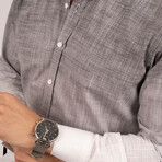 3-Tone Ombre Button-Up Shirt // Slim Fit // Gray-White (S)