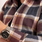 Tartan Button-Up Shirt // Slim Fit // Burgundy (S)