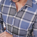 Tartan Button-Up Shirt // Slim Fit // Blue-Gray (S)