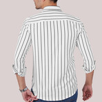 Striped Button-Up Shirt // Slim Fit // White-Black (S)