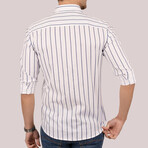 Striped Button-Up Shirt // Slim Fit // White (S)