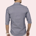 Striped Button-Up Shirt // Slim Fit // Gray (L)