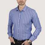 Striped Button-Up Shirt // Slim Fit // Blue (S)