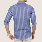 Striped Button-Up Shirt // Slim Fit // Blue (S)