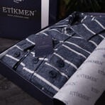 Striped // Button-Up Shirt // Oversize Fit // Blue (2XL)