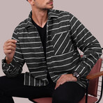 Striped // Button-Up Shirt // Oversize Fit // Anthracite (L)