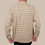 Striped // Button-Up Shirt // Oversize Fit // Beige (L)