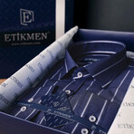 Striped Button-Up Shirt // Slim Fit // Navy-White (S)