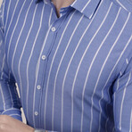 Striped Button-Up Shirt // Slim Fit // Blue (S)