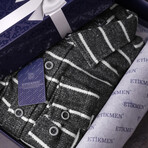 Striped // Button-Up Shirt // Oversize Fit // Anthracite (L)