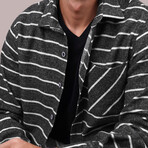 Striped // Button-Up Shirt // Oversize Fit // Anthracite (L)