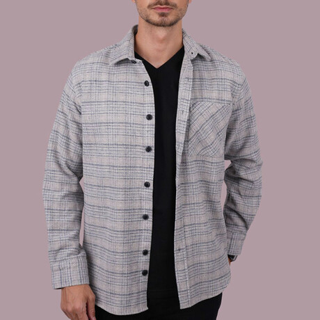 Plaid // Button-Up Shirt // Oversize Fit // Gray (S)