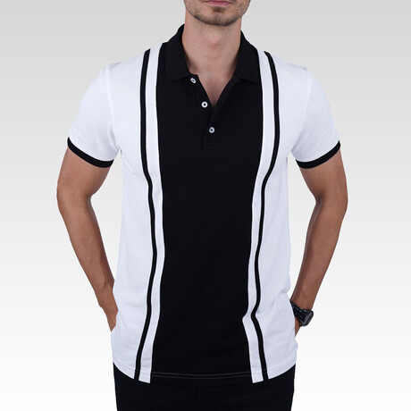 Two-Tone Polo T-Shirt // White-Black (S)