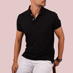 Solid Polo T-Shirt // Regular Fit // Black (XL)
