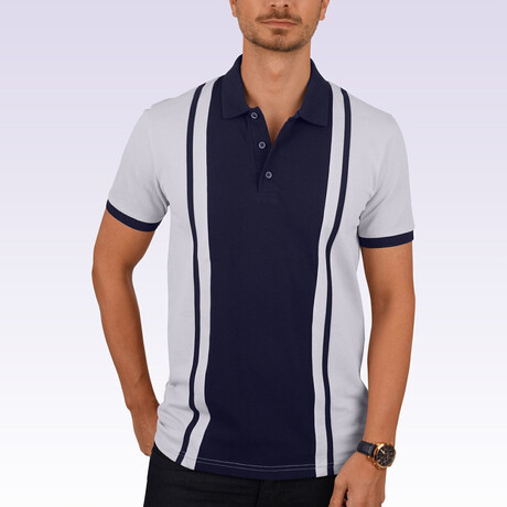 Two-Tone Polo T-Shirt // Gray-Navy (S)