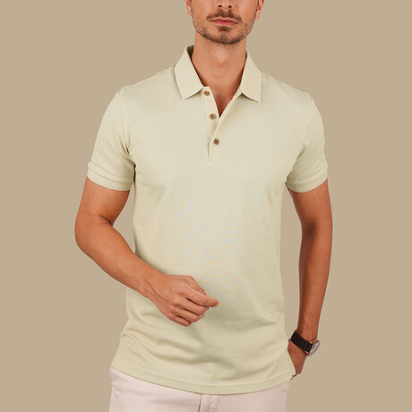 Solid Polo T-Shirt // Regular Fit // Beige (S)