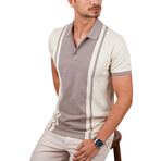 Two-Tone Polo T-Shirt // Beige-Mink (S)