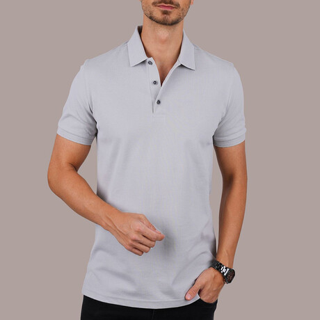 Solid Polo T-Shirt // Regular Fit // Stone-Gray (S)