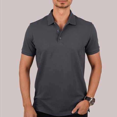 Solid Polo T-Shirt // Regular Fit // Smoked (S)
