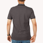 Collar-Striped Polo T-Shirt // Regular Fit // Smoked-Black (L)