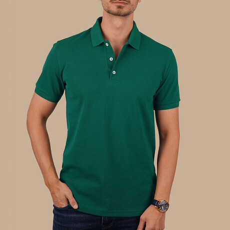 Solid Polo T-Shirt // Regular Fit // Green (S)