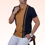 Two-Tone Polo T-Shirt // Navy-Mustard (S)