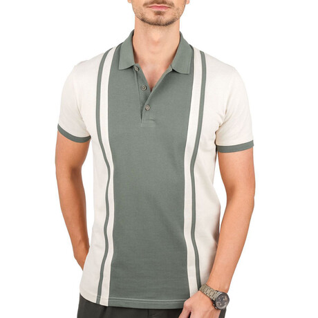 Two-Tone Polo T-Shirt // Beige-Khaki (S)