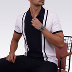 Two-Tone Polo T-Shirt // White-Navy (L)