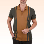 Two-Tone Polo T-Shirt // Khaki-Taba (L)