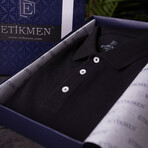 Solid Polo T-Shirt // Regular Fit // Black (XL)