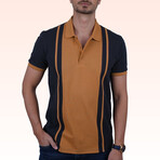 Two-Tone Polo T-Shirt // Navy-Mustard (S)