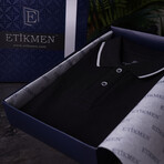 Collar-Striped Polo T-Shirt // Regular Fit // Black-Gray (XL)