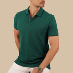 Collar-Striped Polo T-Shirt // Regular Fit // Green-Navy (XL)