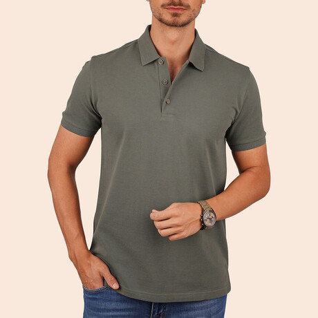 Solid Polo T-Shirt // Regular Fit // Khaki (S)