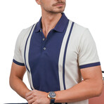 Two-Tone Polo T-Shirt // Beige-Navy (S)