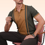 Two-Tone Polo T-Shirt // Khaki-Taba (L)