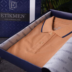 Collar-Striped Polo T-Shirt // Regular Fit // Taba-Navy (L)