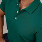 Solid Polo T-Shirt // Regular Fit // Green (XL)